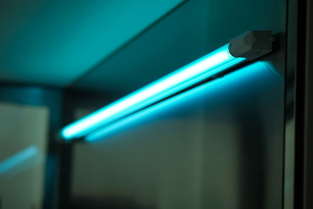 HVAC UV light installed inside ductwork for air purification